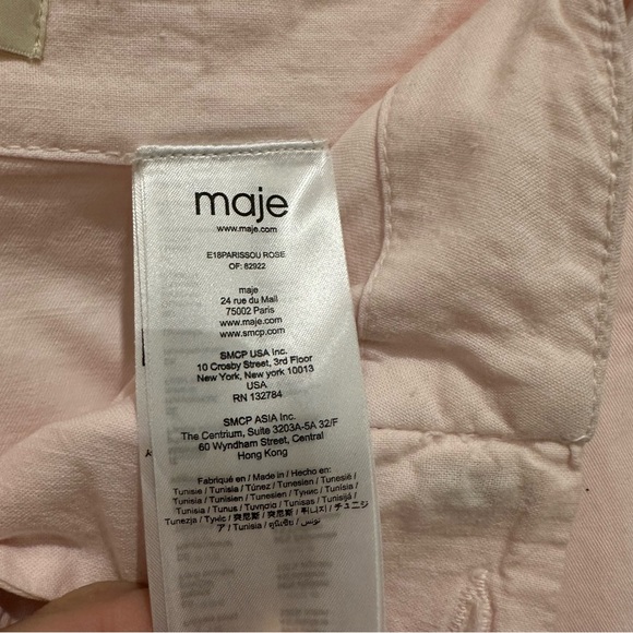 NWT Maje Women's Avec Ceinture Rose Pale Pink Trousers with Belt Size 34 - Picture 6 of 7